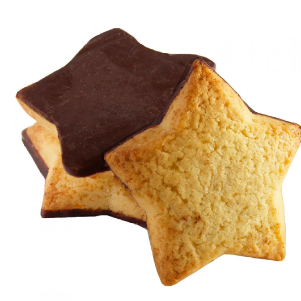 Biscuits de noël étoiles orange chocolat  BIO*. 27,95€/kg