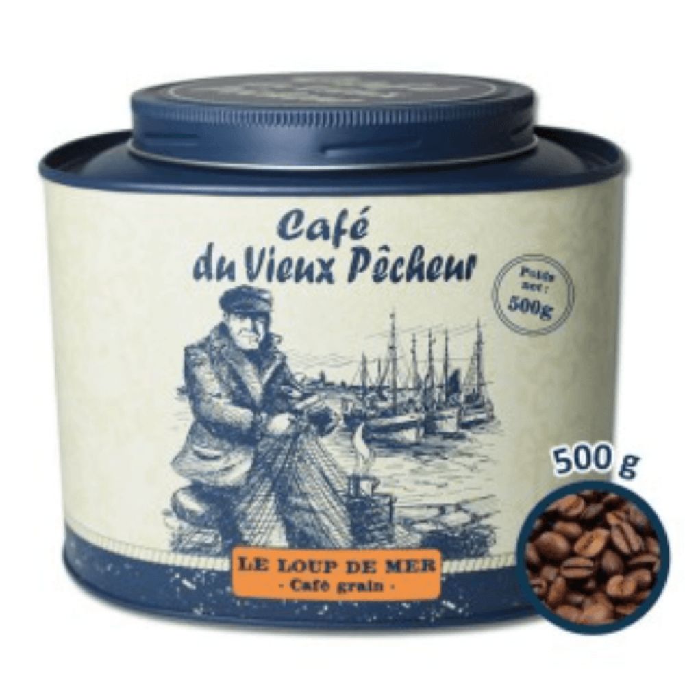 Café grain du vieux pêcheur Le Loup de mer 500g boite métal