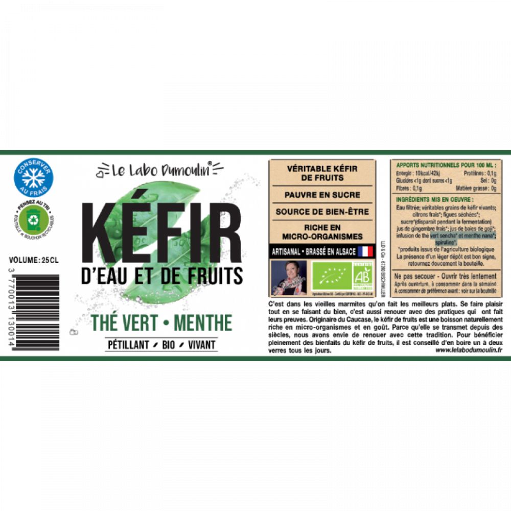 Kéfir de fruit menthe thé vert 25cl BIO*