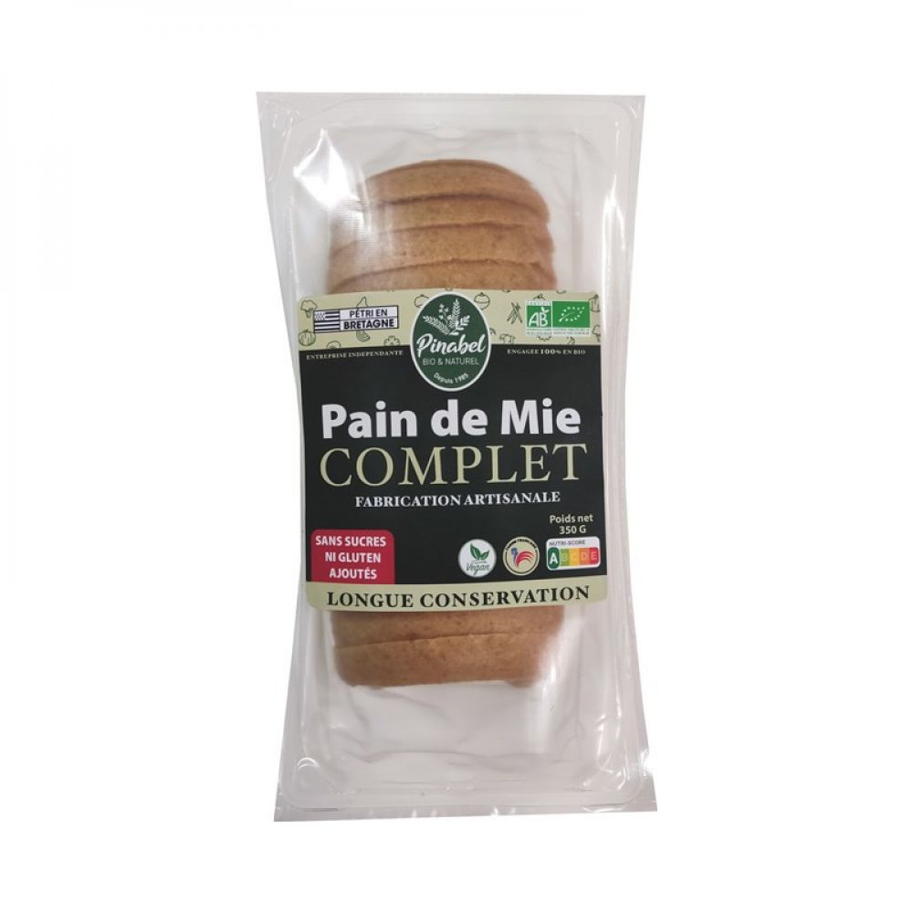 Pain de mie au blé complet BIO* 350g