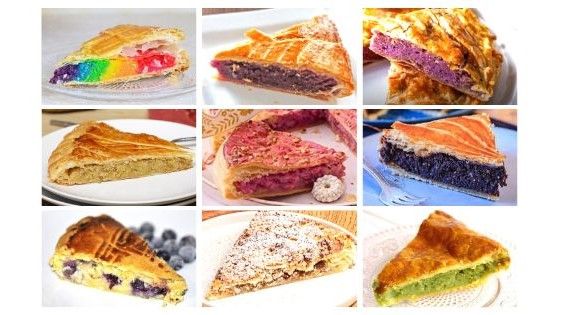 galettes des rois garniture originale : banane, chocolat, pistache, orange, rose...